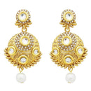 Jheel Stone Gold Plated Pearl Drop Dangler Earrings - 2900221B