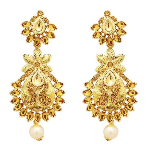Jheel Kundan Gold Plated Austrian Stone Dangler Earrings - 2900226A