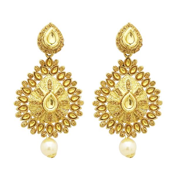 Jheel Kundan Gold Plated Austrian Stone Dangler Earrings - 2900227A