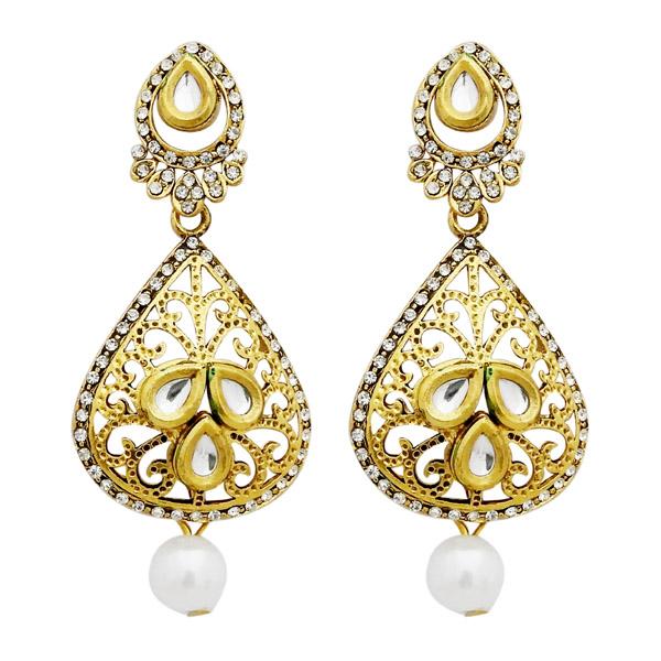 Jheel Kundan Stone Gold Plated Dangler Earrings - 2900234B