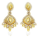 Jheel Stone Gold Plated Pearl Drop Dangler Earrings - 2900235B