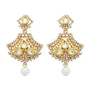 Jheel Austrian Stone Gold Plated Pearl Drop Dangler Earrings - 2900238B