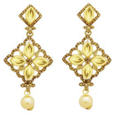 Jheel Austrian Stone Gold Plated Pearl Drop Dangler Earrings - 2900239A