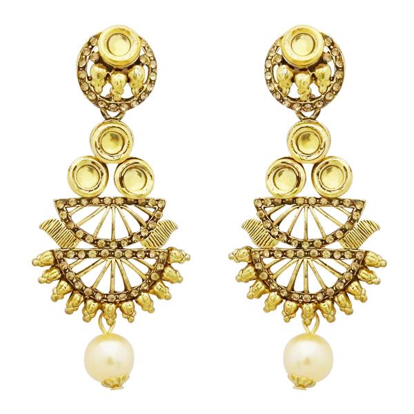 Jheel Kundan Austrian Stone Pearl Drop Dangler Earrings - 2900240A