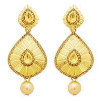 Jheel Austrian Stone Gold Plated Pearl Drop Dangler Earrings - 2900247A