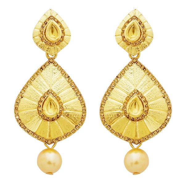 Jheel Austrian Stone Gold Plated Pearl Drop Dangler Earrings - 2900247A