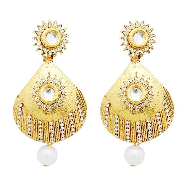 Jheel Gold Plated Austrian Pearl Drop Dangler Earrings - 2900250B