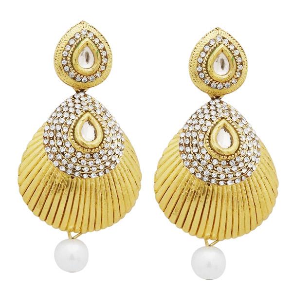 Jheel Gold Plated Austrian Pearl Drop Dangler Earrings - 2900251B