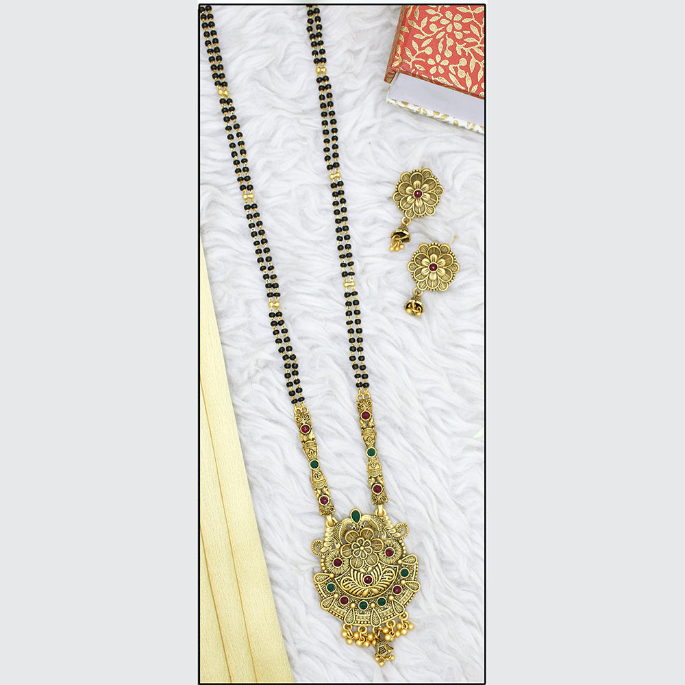 Mahavir Gold Plated Black Beads Mangalsutra