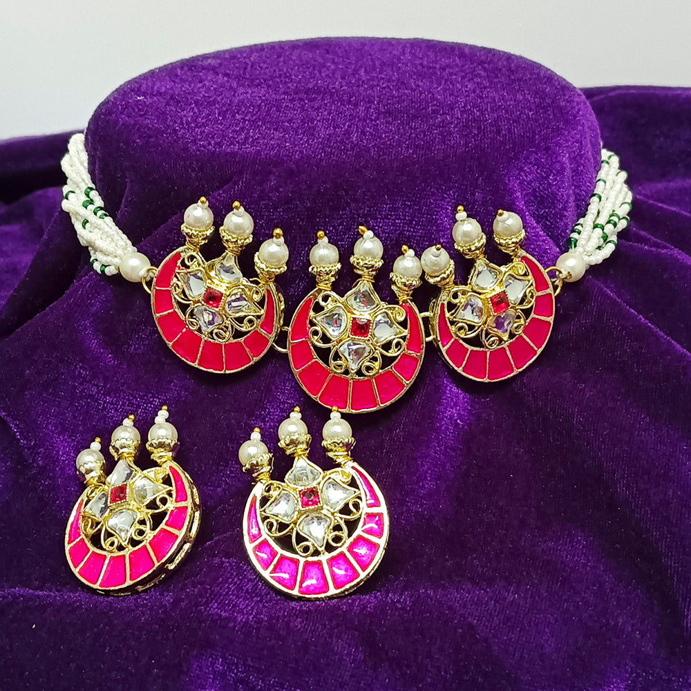 Midas Touch Gold Plated Kundan & Meenakari Necklace Set