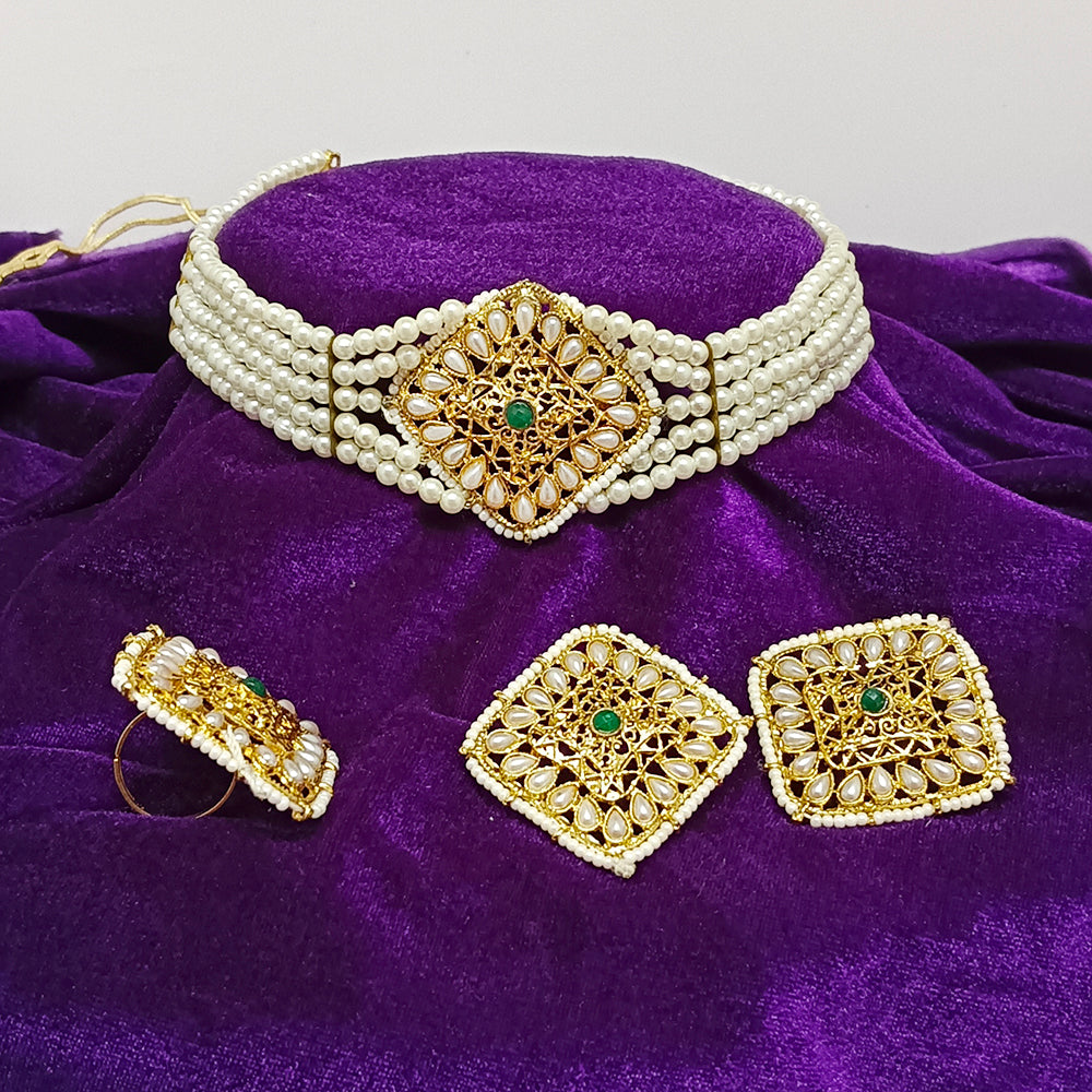 Midas Touch Gold Plated Kundan Stone Necklace Set