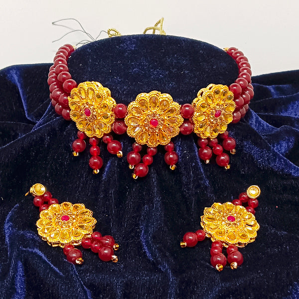 Midas Touch Gold Plated Kundan Stone Necklace Set