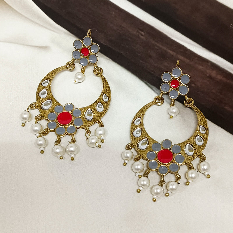 Midas Touch Gold Plated Kundan Stone Dangler Earrings