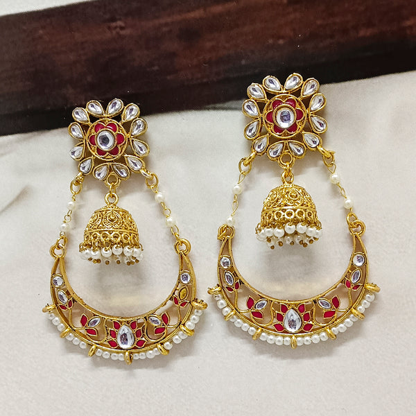 Gold Kundan Chandbalis for Women by Niscka-Gold Earrings Design