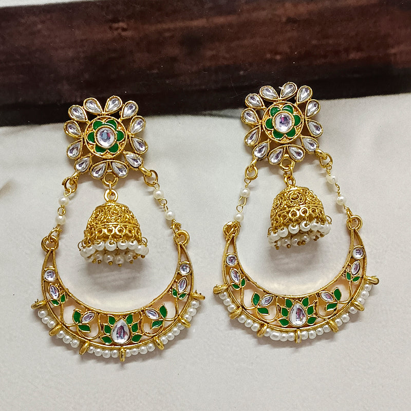 Midas Touch Gold Plated Kundan Stone Dangler Earrings