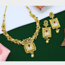 Mahavir Gold Plated Pota Stone Necklace Set