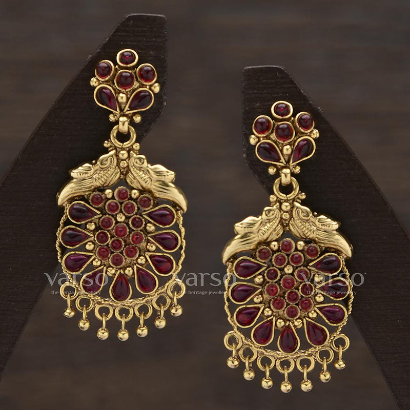 Varso Kempu Antique Gold Plated with Ball Fitting Earring - 311001
