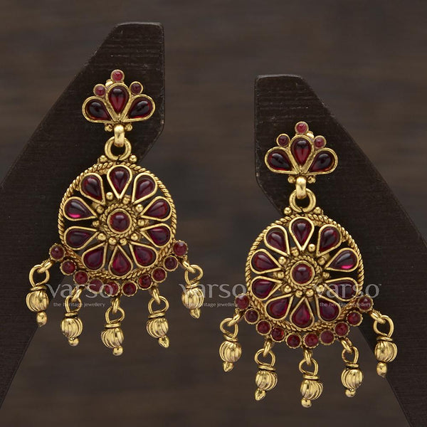Varso Kempu Antique Gold Plated with Ball Fitting Earring - 311003