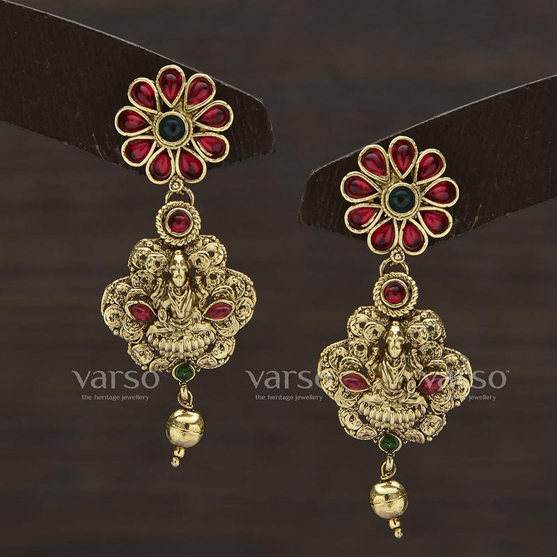 Varso Kempu Antique Gold Plated with Ball Fitting Earring - 311007