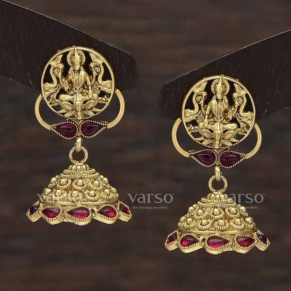 Varso Kempu Antique Gold Plated with Ball Fitting Earring - 312200
