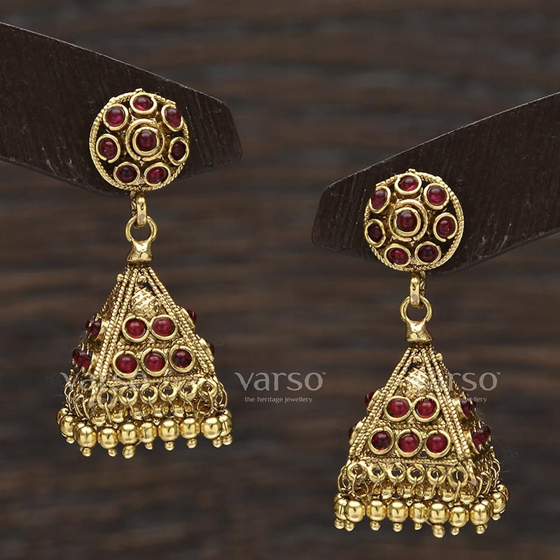Varso Kempu Antique Gold Plated with Ball Fitting Earring - 31225