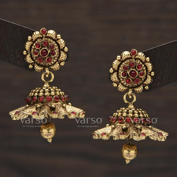 Varso Kempu Antique Gold Plated with Ball Fitting Earring - 31302