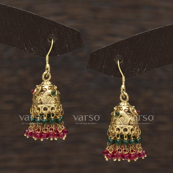 Varso Ruby and Emerald Antique Gold plated Earring - 31446