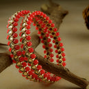 SOB Set of two Moti Bangles with Studded Kundan & Handcrafted Bangles