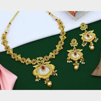 Mahavir Gold Plated Pota Stone Necklace Set