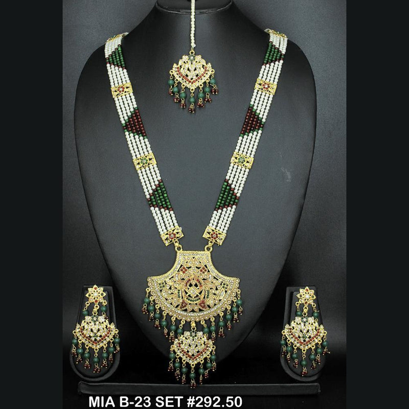 Mahavir Forming Gold Necklace Set   - 36- MIA- B-23