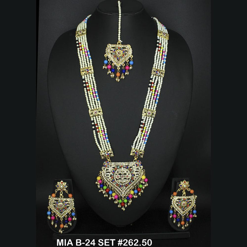 Mahavir Forming Gold Necklace Set   - 36- MIA- B-24