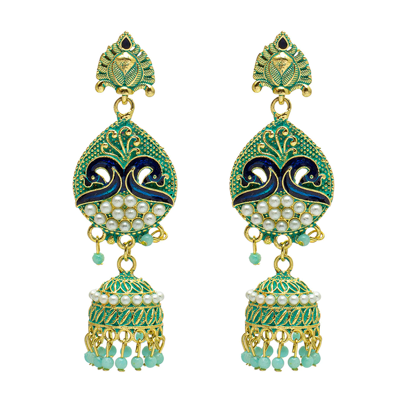 Mahavir Gold Plated Beads Jhumki Earrings