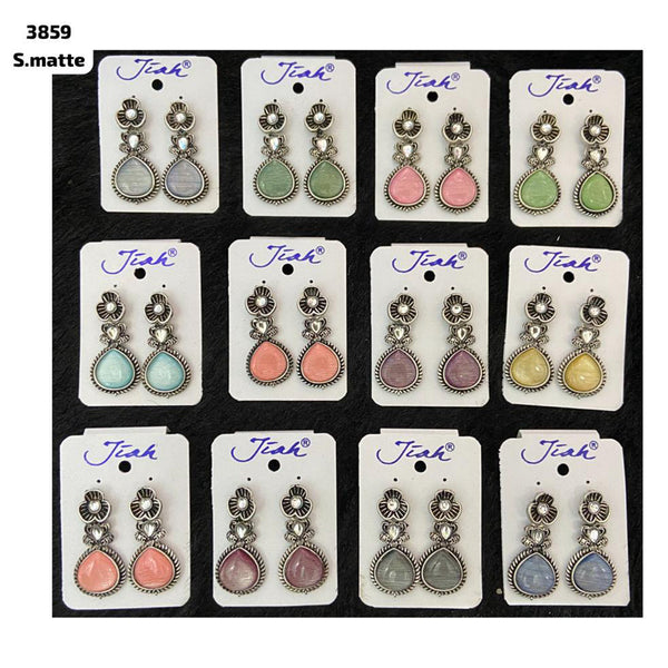 Jiah Art Jewellery Oxidised Plated Dangler Earrings (Assorted Color)