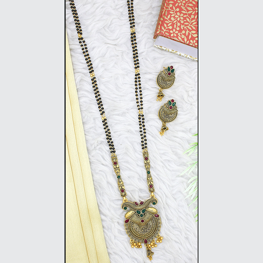 Mahavir Gold Plated Black Beads Mangalsutra