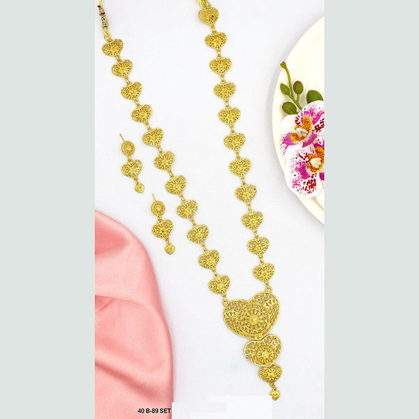 Mahavir Forming Gold Plated Long Necklace Set