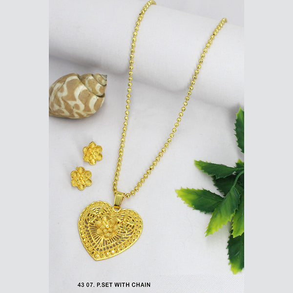 Mahavir Gold Plated Chain Pendant Set