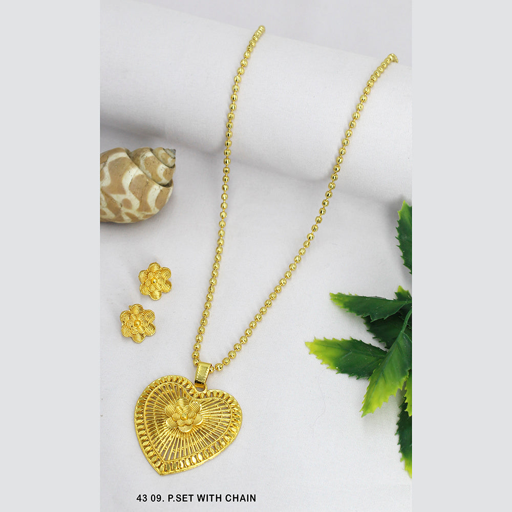 Mahavir Gold Plated Chain Pendant Set