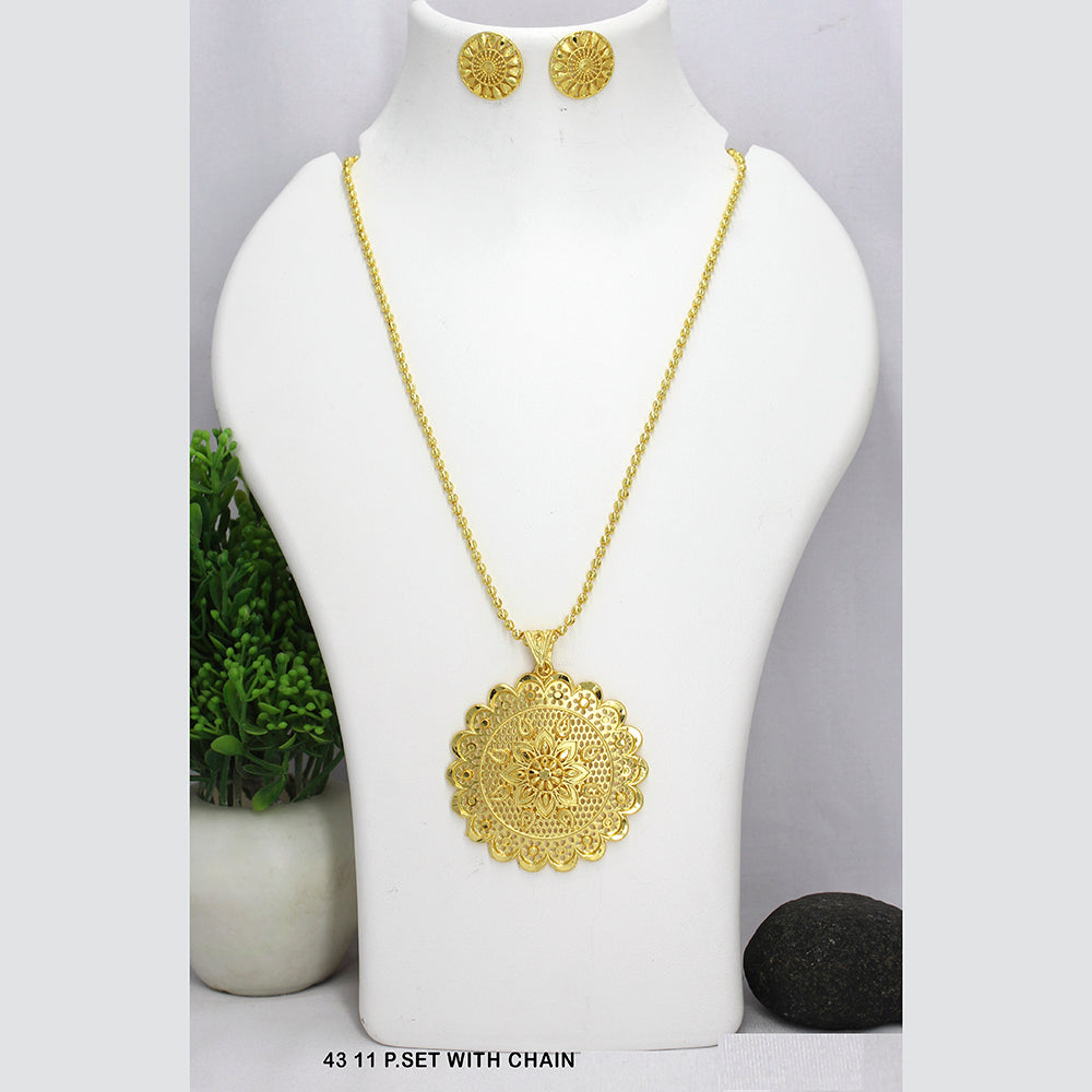 Mahavir Gold Plated Chain Pendant Set