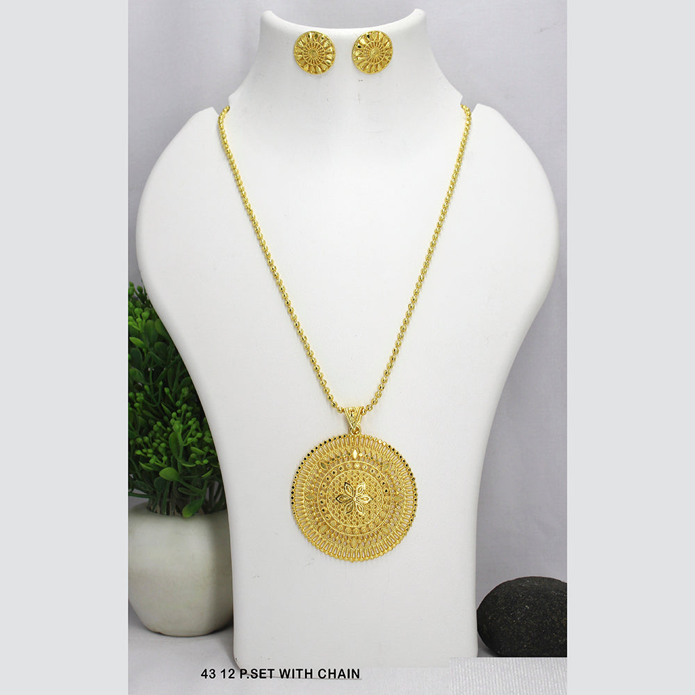 Mahavir Gold Plated Chain Pendant Set