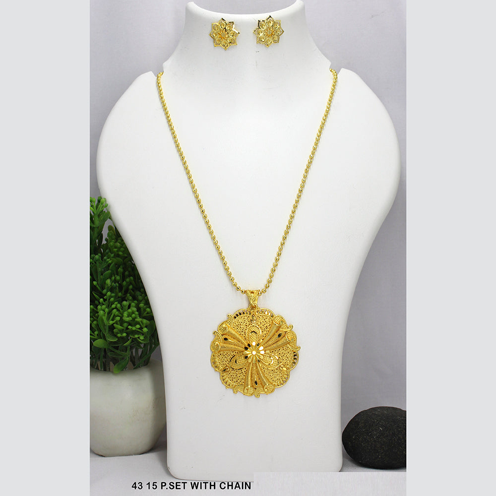 Mahavir Gold Plated Chain Pendant Set