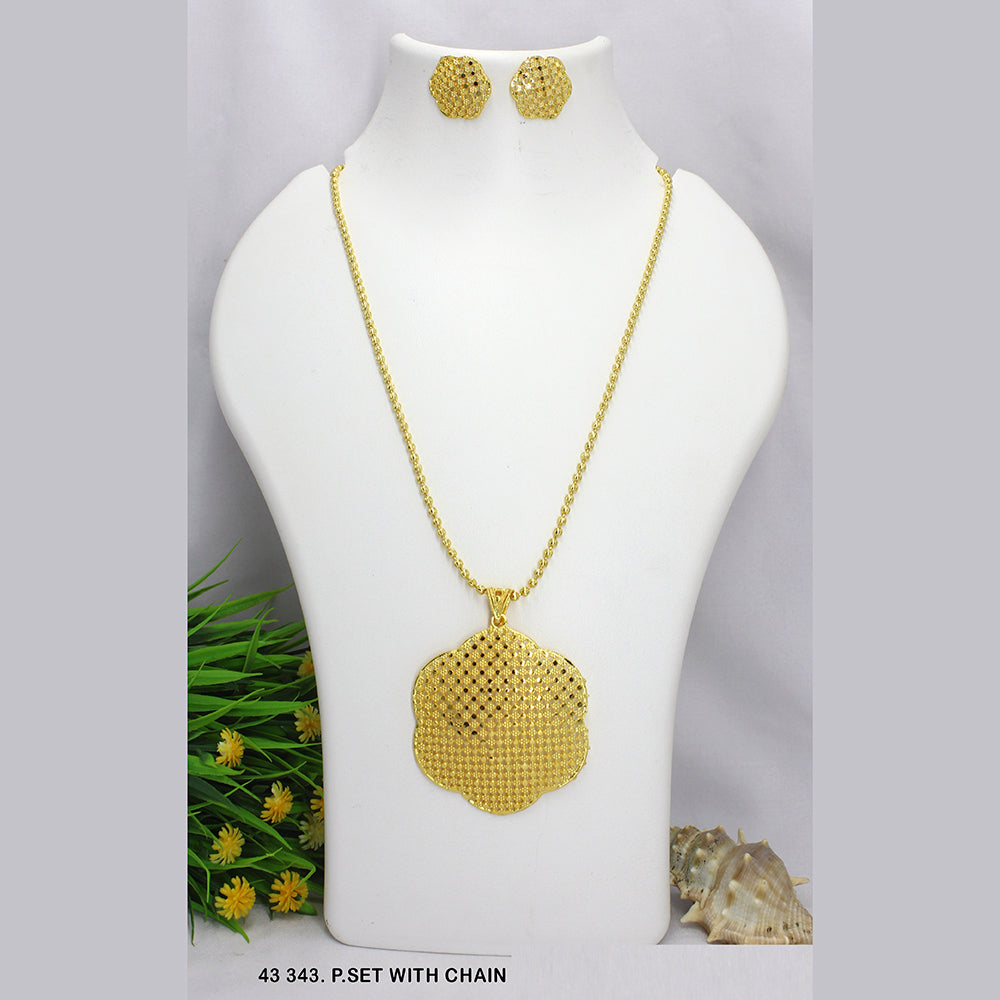 Mahavir Gold Plated Chain Pendant Set
