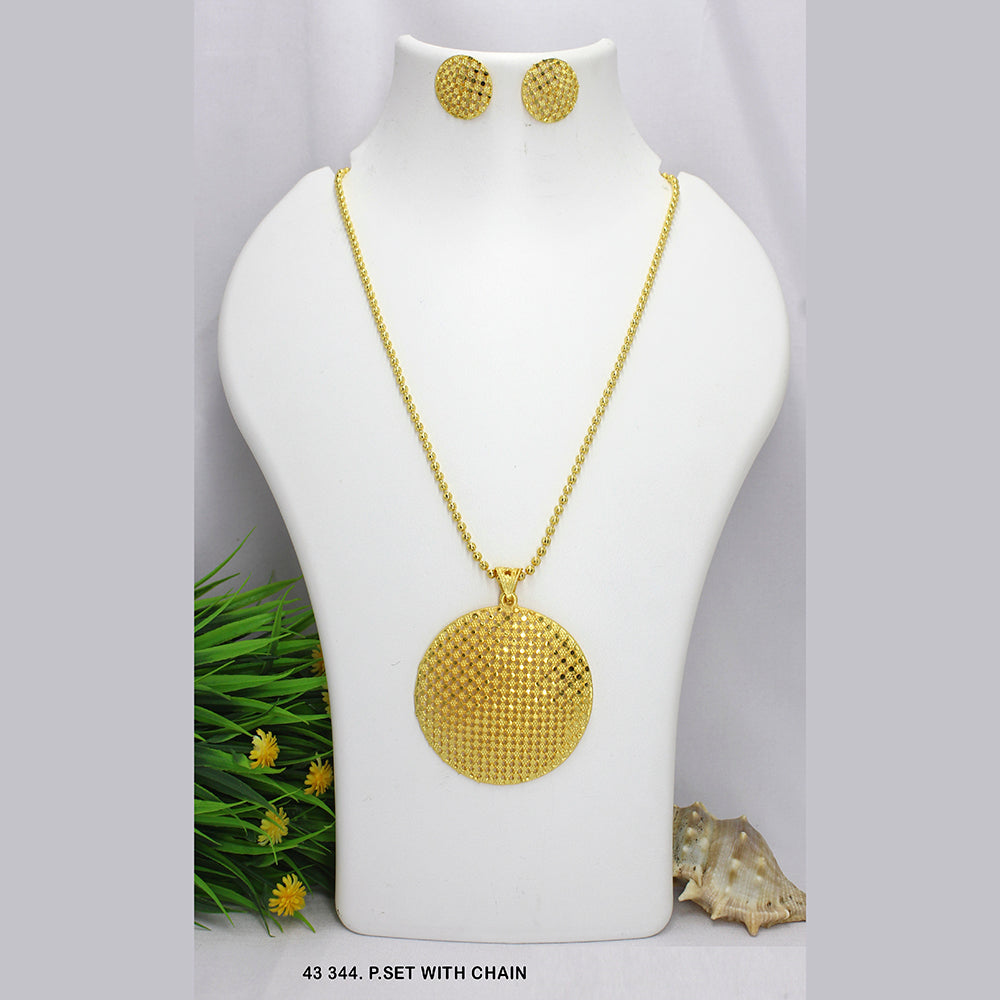 Mahavir Gold Plated Chain Pendant Set