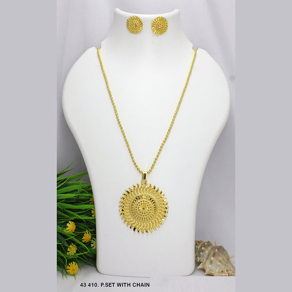 Mahavir Gold Plated Chain Pendant Set