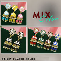 Mahavir Gold Plated Meenakari Jhumki Earrings