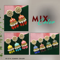 Mahavir Gold Plated Meenakari Jhumki Earrings