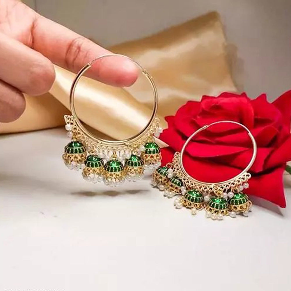 Mahavir Gold Plated Meenakari Jhumki Earrings