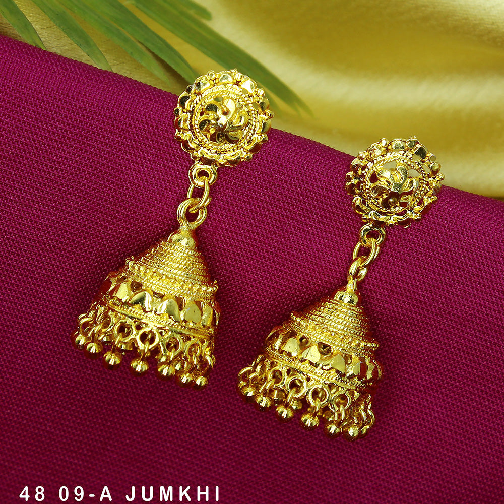 Mahavir Dye Gold Jhumki Earrings