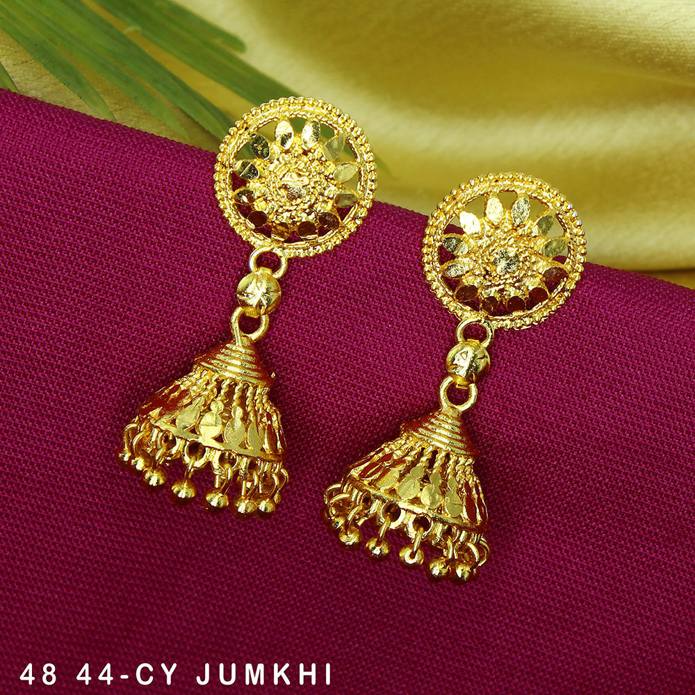 Mahavir Dye Gold Jhumki Earrings