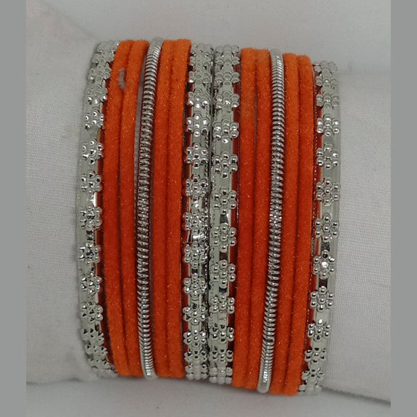 Shree Asha Bangles 14 Pieces in single bangle and Pack Of 12 Orange Color bangles Set