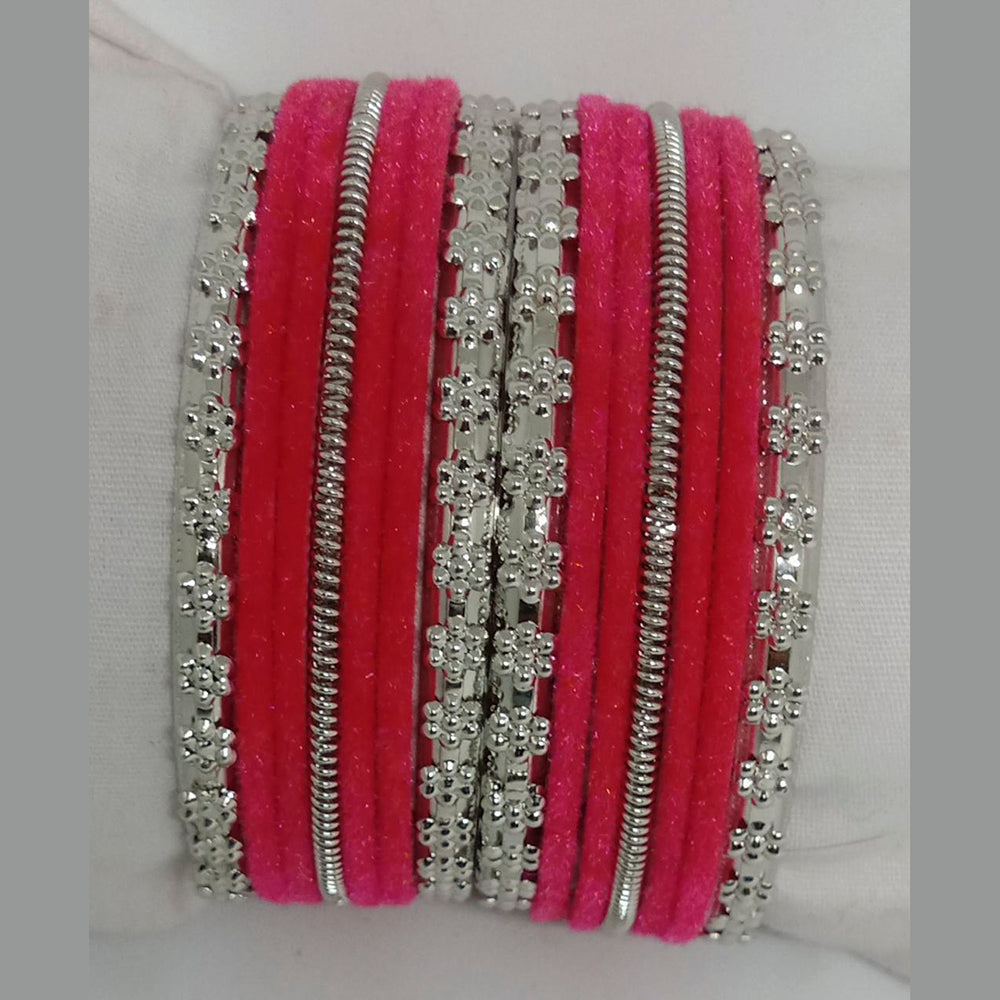 Shree Asha Bangles 14 Pieces in single bangle and Pack Of 12 Pink Color bangles Set